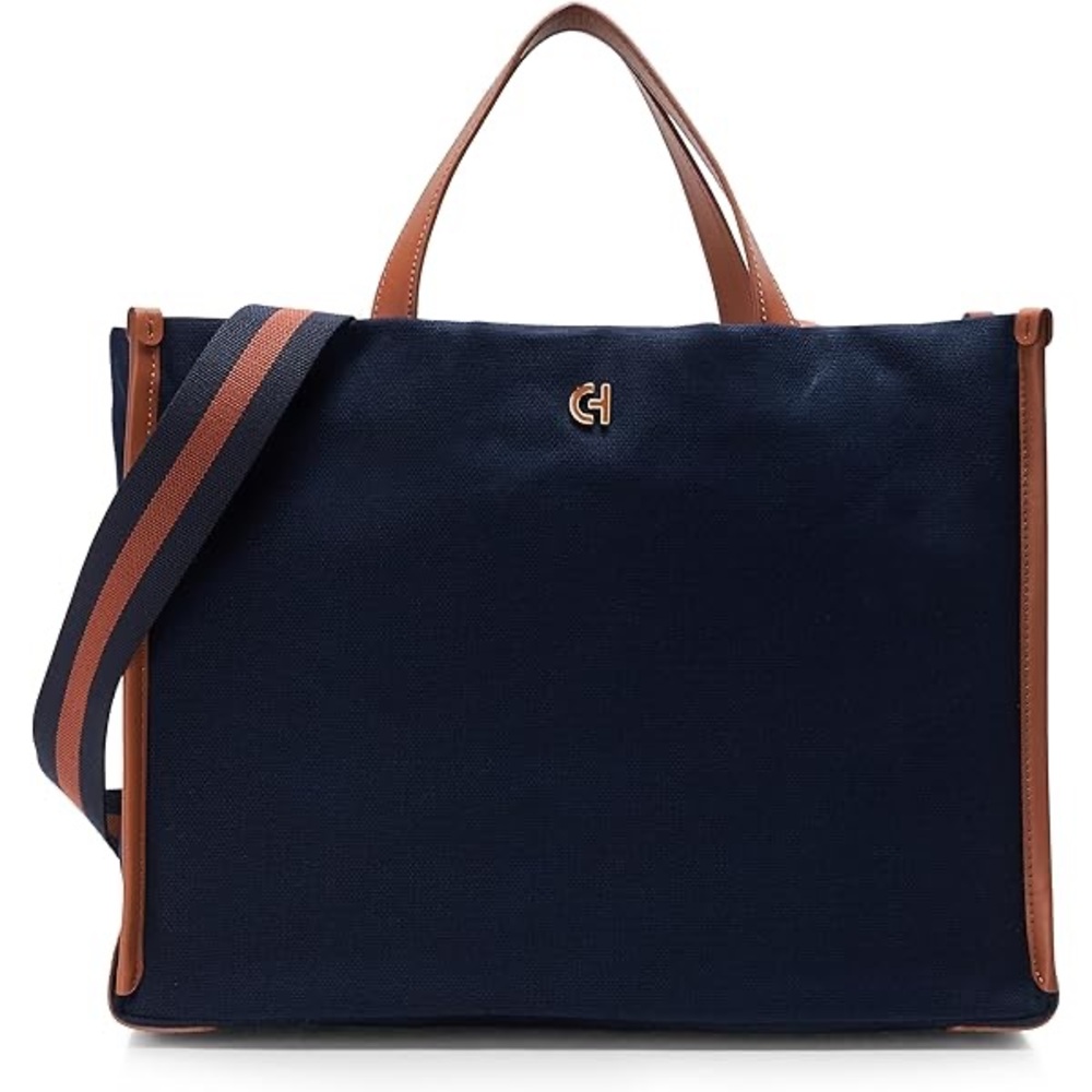 Cole Haan Montecito Canvas Tote Bag with Brown Straps